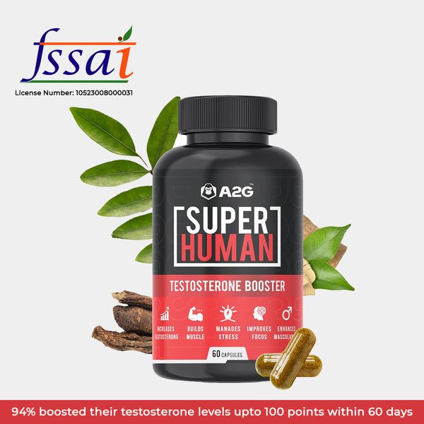 SUPERHUMAN | Advanced Testosterone Booster for Men (60 Capsules, Pack of 1) - a2glifestyle